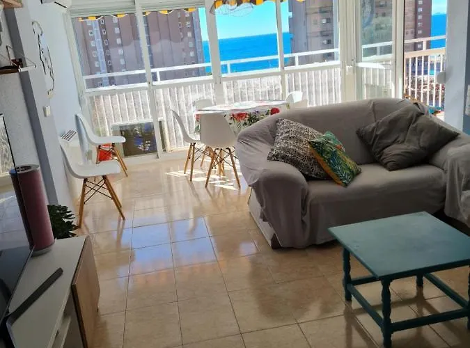 Gran Terraza Con Vistas Al Mar Y Piscina 아파트 베니돔